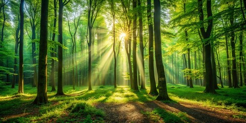 Fototapeta premium Majestic Panoramic Forest Wallpaper: High-Resolution Nature Scene