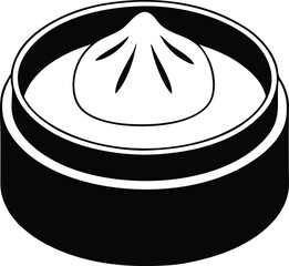 Japanese Dumpling silhouette Icon. Dim Sum silhouette China Icon