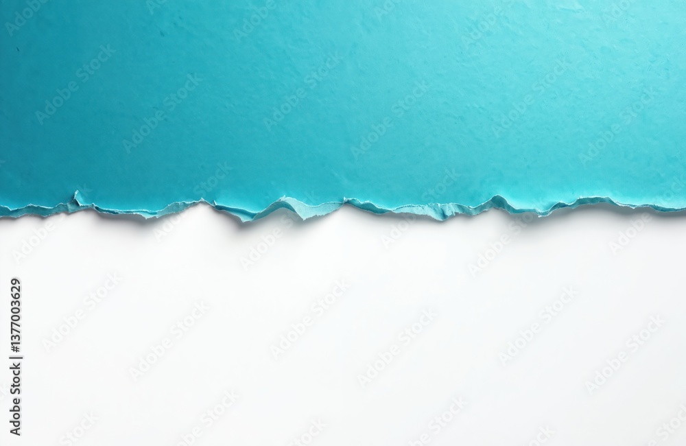 Poster torn blue paper strip on white background. abstract design with rough, textured edge. artistic eleme