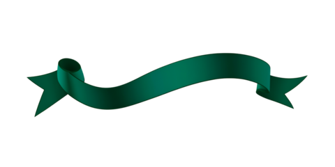 Green ribbon banner decoration for isolated on transparent background