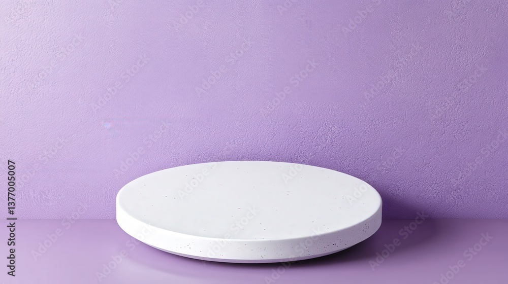 Aufkleber a minimalist composition featuring a round white platform on a soft purple background, emphasizing s