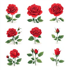 Minimalist Red Rose Vector Illustration with Clean Design and Vibrant Colors