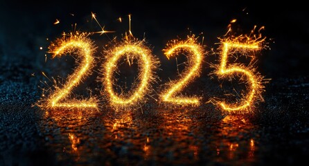 Goodbye 2025 Sparkler Trails Light Painting Typography