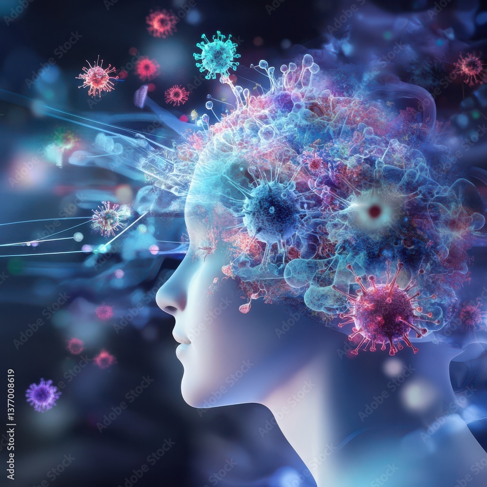 Poster exploring virus dormancy in human hosts a scientific perspective on health laboratory digital art ma