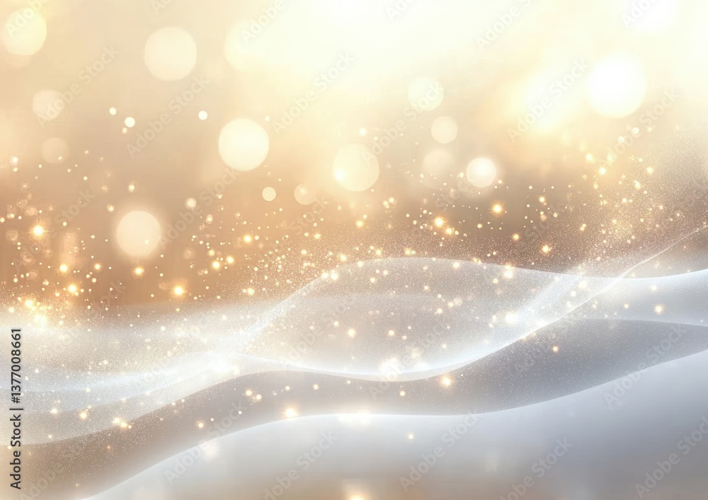 Aufkleber shimmering light curves bokeh background in gold and white gradients with soft focus dreamy design