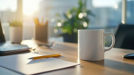 A neatly organized and minimalistic workspace featuring a laptop, a plant, and a to-do list, creating a serene and productive environment.