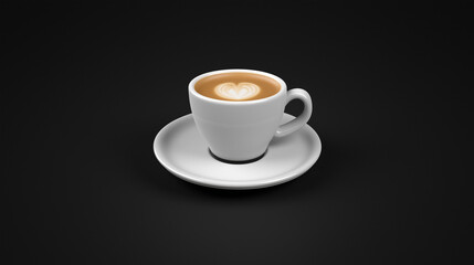 Fototapeta premium Elegant White Coffee Cup with Heart Latte Art