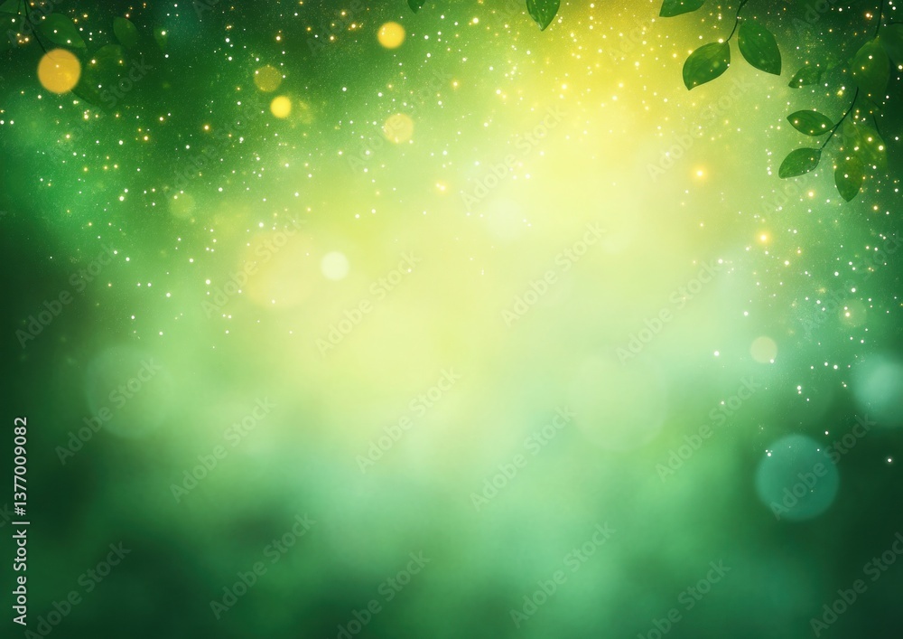 Poster fresh green and sparkling bokeh soft summer background illustration material