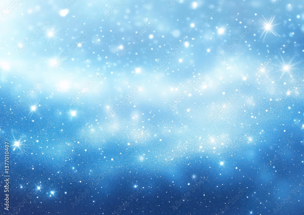 Poster rain and cloud with sparkling bokeh background illustration in soft blue