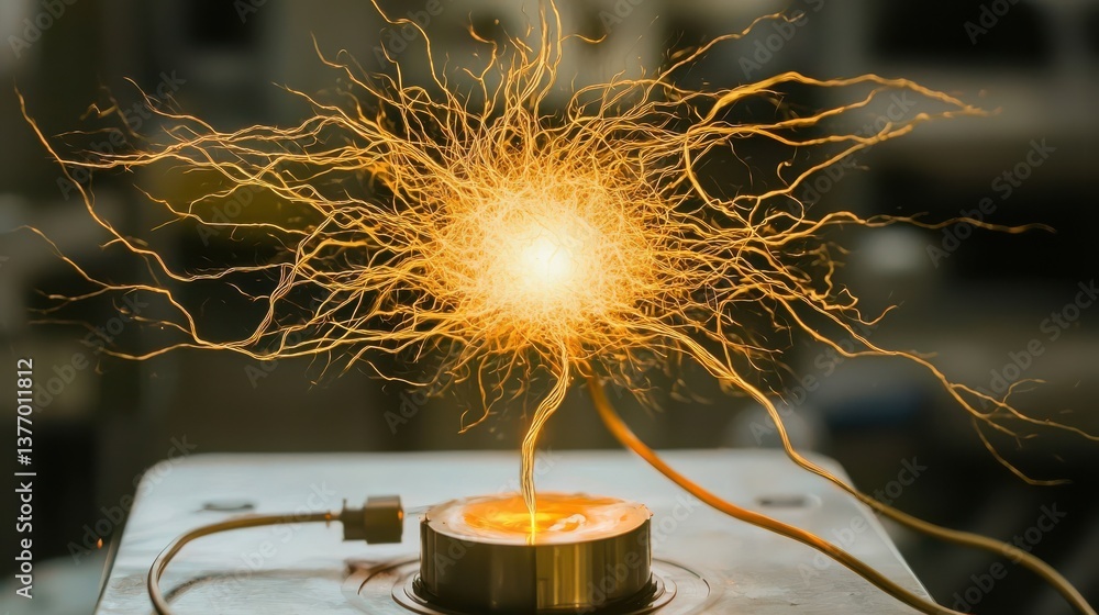 Poster quantum field particle collision dynamics science lab digital art high-energy environment close-up v
