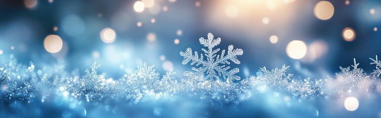 Winter Wonderland Dreamscape Snowflakes Bokeh Soft Blue Light Christmas Celebration Background