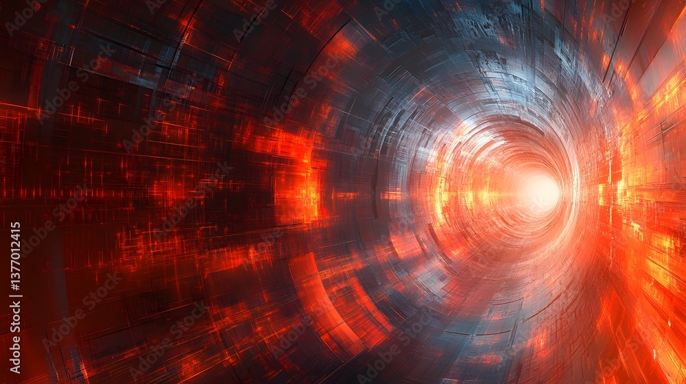 Poster mysterious tunnel with a bright light at the end symbolizing hope and exploration through abstract t