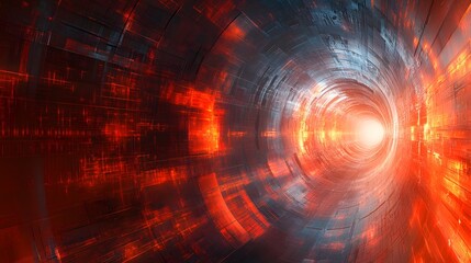 Obraz premium Mysterious tunnel with a bright light at the end symbolizing hope and exploration through abstract technology themes