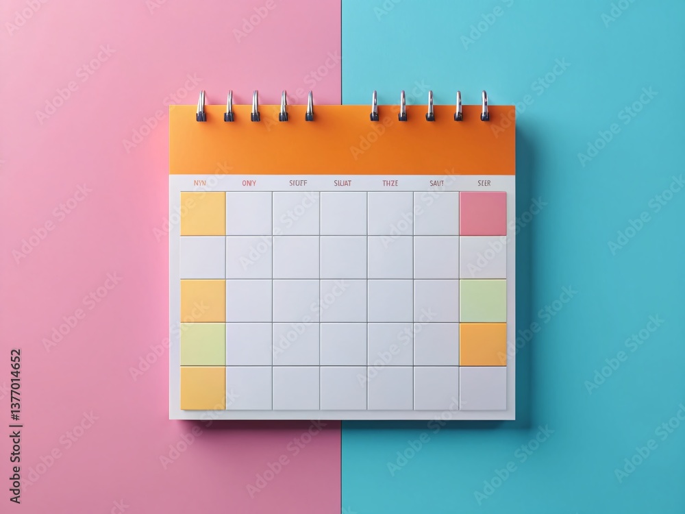 Poster modern minimalist calendar design: right-aligned date grid with ample copy space
