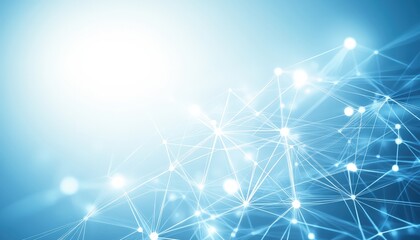 Abstract representation of a digital network with interconnected lines and glowing nodes, set against a soft blue background, suggesting technology and connectivity themes