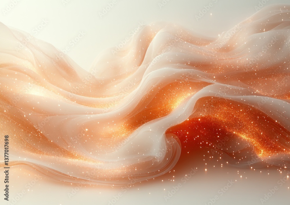 Poster elegant abstract background with shiny curves and sparkling stars in soft beige tones