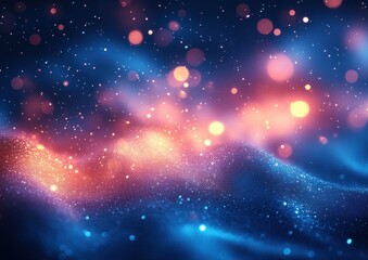 Blue Glitter Hexagon Background with Ethereal Bokeh and Soft Textures