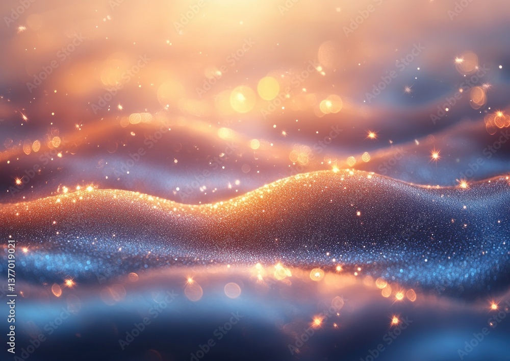 Poster silky curves with shimmering lights and dots abstract background material
