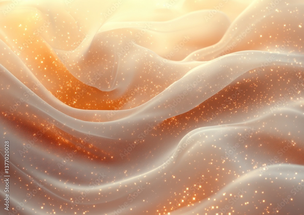 Poster elegant shiny abstract background with curves and stars in soft beige tones