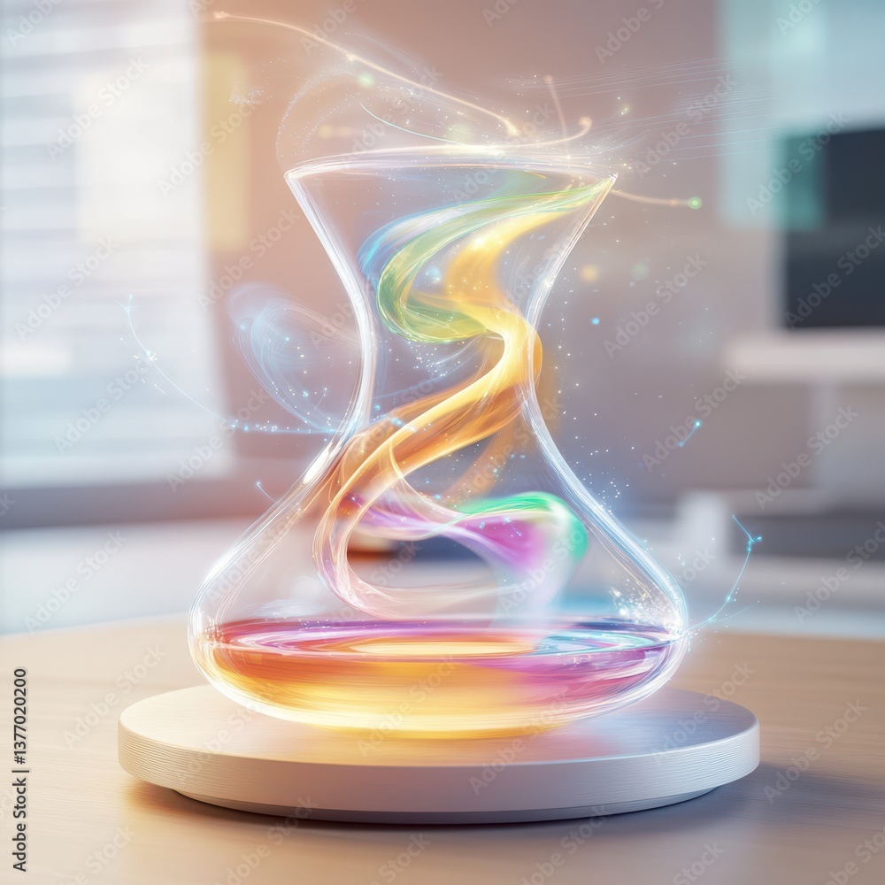 Poster demonstration of a separatory funnel model laboratory 3d visual modern artistic representation