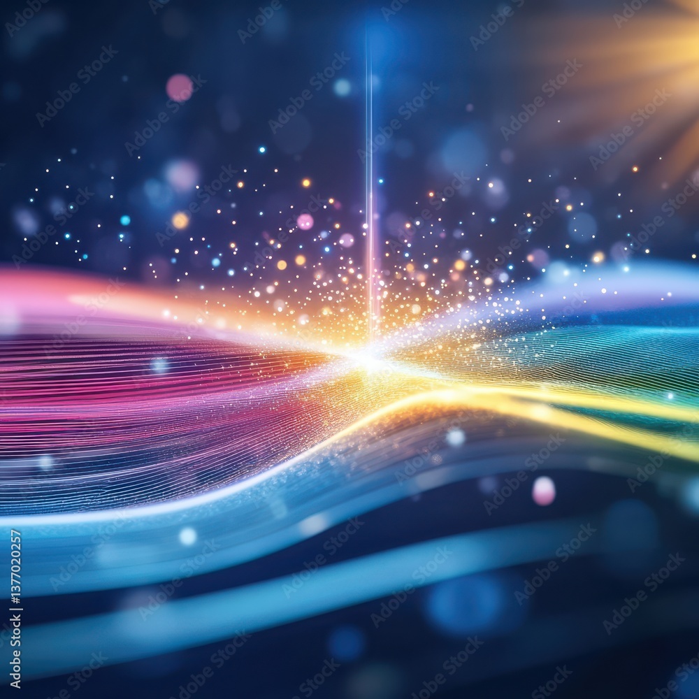 Poster animation of a spectrometer breaking light digital art abstract visualization vibrant colors dynamic