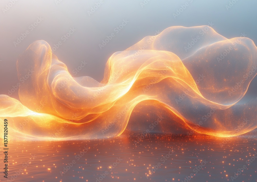 Poster textured abstract background with shining curved light streaks and smooth gradients