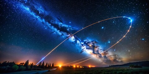 Night Sky Starlink Satellite Train - Astronomy Photography