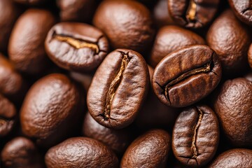 Fototapeta premium Scattered freshly roasted coffee beans