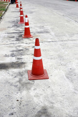 Traffic road cones on street