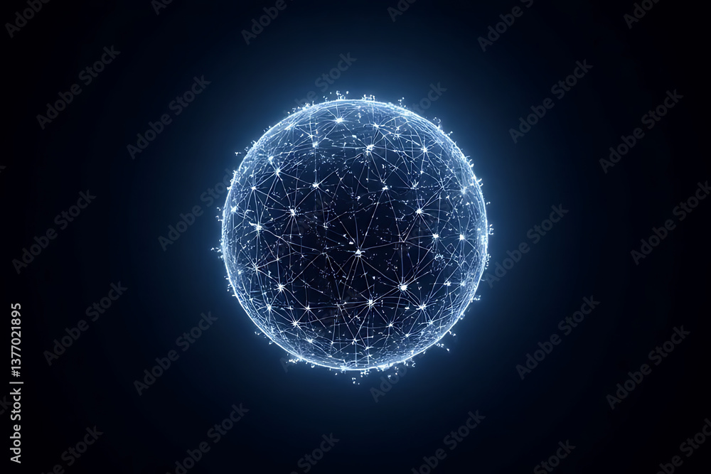 Poster global network sphere visualization digital realm abstract art futuristic 3d view connectivity
