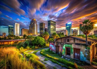 Fototapeta premium Orlando Florida Skyline Urban Exploration Night Photography - Dramatic Cityscape