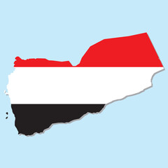 Yemen map vector illustration with Yemeni flag