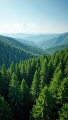 Pine forests stretch towards the horizon with an endless sea of green, pine trees, wilderness, distance