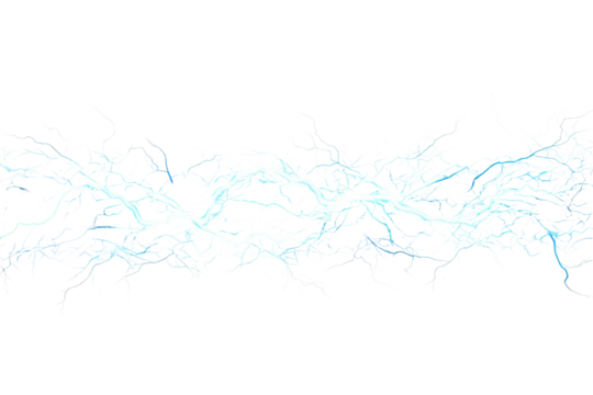 Electric blue lightning bolts extending across a dark background, showcasing dynamic energy and vivid colors in a stylized digital artwork