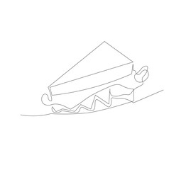 Sandwich illustration vector in doodle style. Outline food illustration. Fast food sketch isolated on white