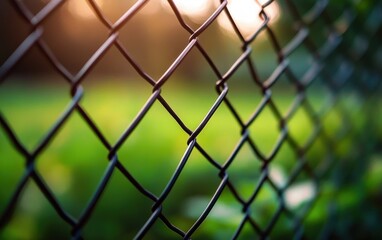 Fototapeta premium Metal Grating Panel Fence Security Privacy Wire Aluminium Steel Installation Customizable Stylish Modern Industrial