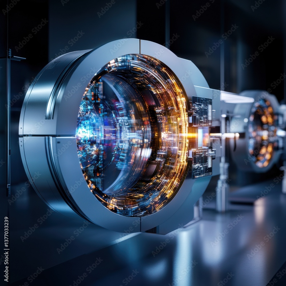 Aufkleber a futuristic looking machine with a large circular opening