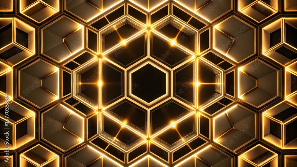 Poster abstract golden hexagon pattern background