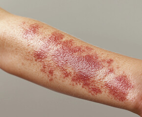 Redness on the skin as an allergic reaction to something