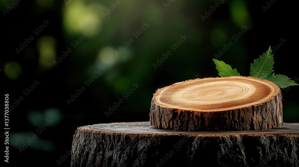 Poster close-up view of the cross-section of a mango wood log, showcasing the intricate pattern and concent