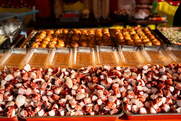 Japan street food market, Takoyaki octopus balls