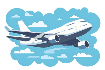 Naklejka premium airplane flying in the sky. Minimalistic vector image