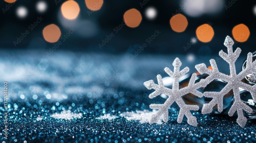 Poster a mesmerizing, iridescent background featuring a captivating display of luminous blue glitter and sc
