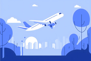 airplane flying in the sky. Minimalistic vector image