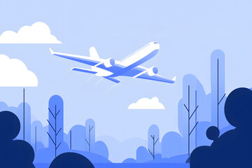 airplane flying in the sky. Minimalistic vector image