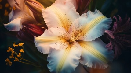 Close-up of Delicate Lily Blossom with Yellow Accents in Natural Light