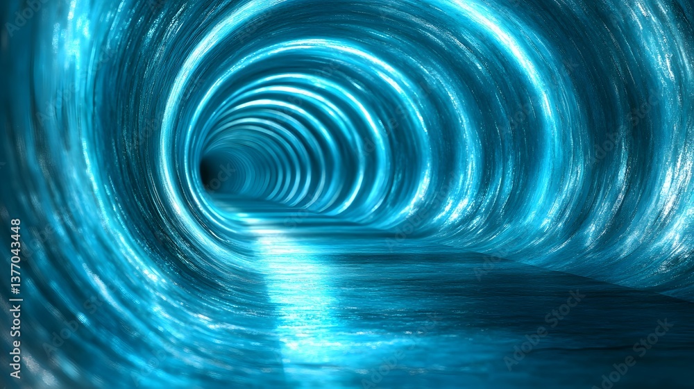 Poster deep blue tunnel evoking a sense of mystery and depth in an abstract background design full of intri