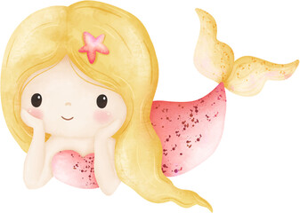 Cute Mermaid Watercolor