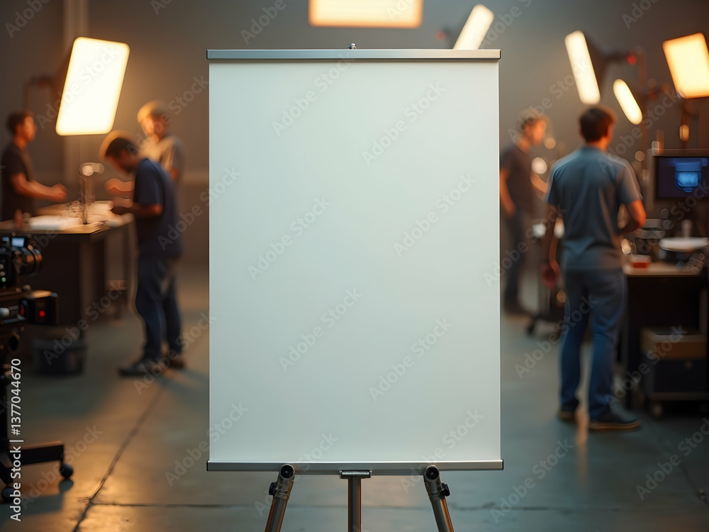 Poster a captivating blank rectangular movie poster with a smooth, glossy surface set in a professional stu