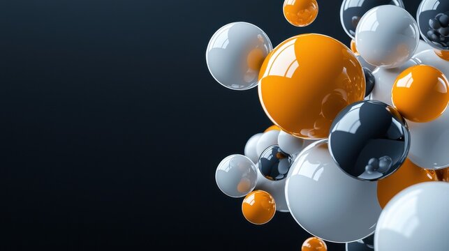 A bunch of colorful spheres are floating in the air